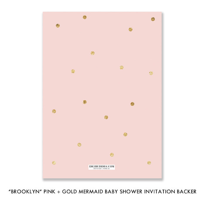 "Brooklyn" Pink + Gold Mermaid Baby Shower Invitation