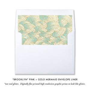 "Brooklyn" Pink + Gold Mermaid Baby Shower Invitation