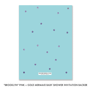 "Brooklyn" Teal + Purple Mermaid Baby Shower Invitation