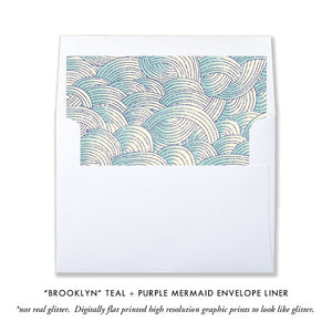 "Brooklyn" Teal + Purple Mermaid Baby Shower Invitation