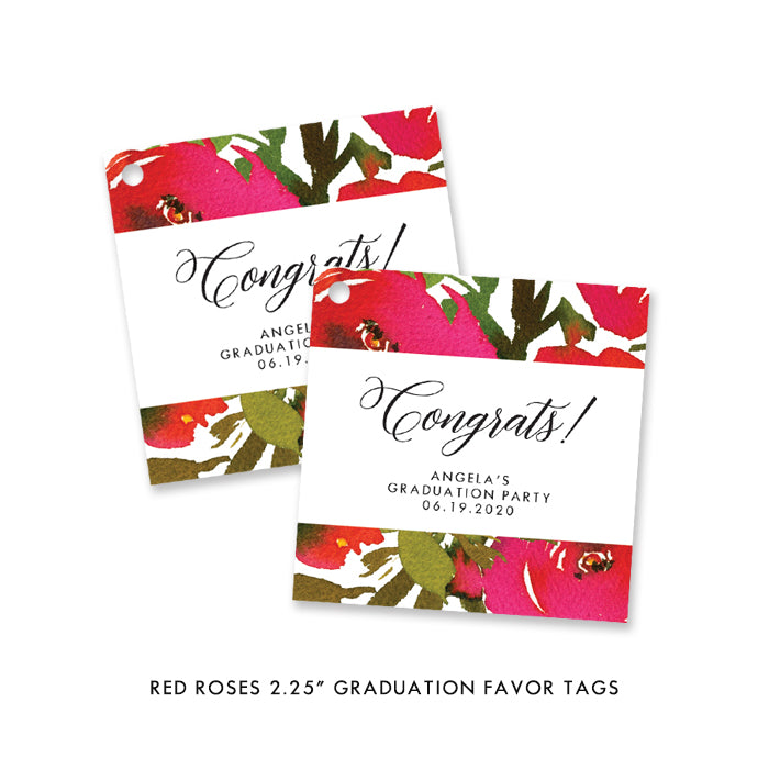 Red Roses Graduation Favor Tags Coll. 1B
