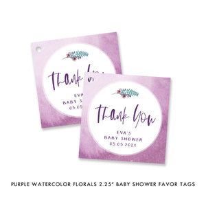 Purple Watercolor Florals Baby Shower Invitation Coll. 4