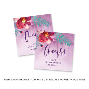 Elegant Chic Floral Watercolor Bridal Shower Invitations with Pink and Purple Flowers by Digibuddha