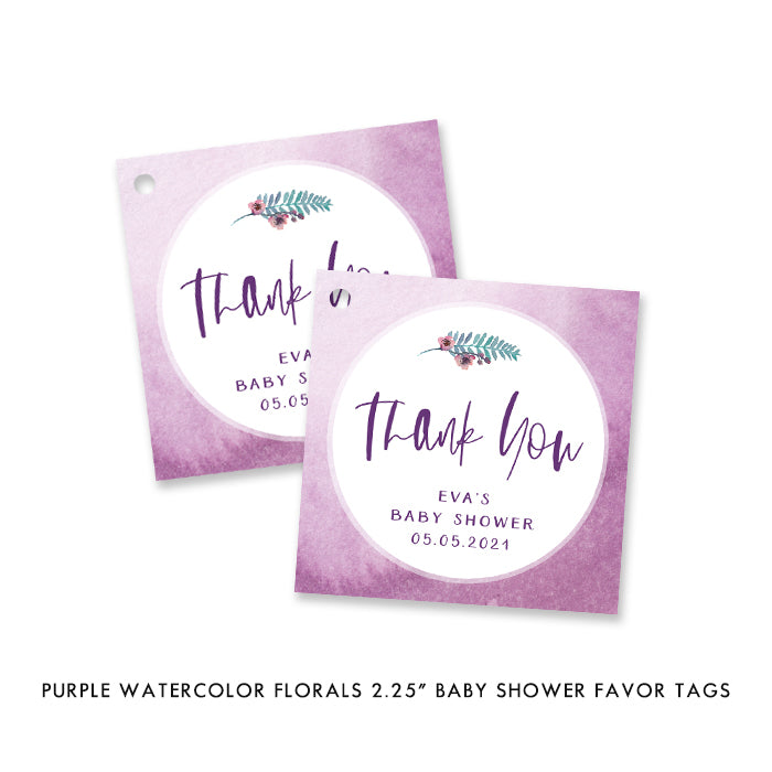 Purple Watercolor Florals Baby Shower Invitation Coll. 4