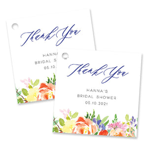 Bright Watercolor Floral Bridal Shower Favor Tags Coll. 9
