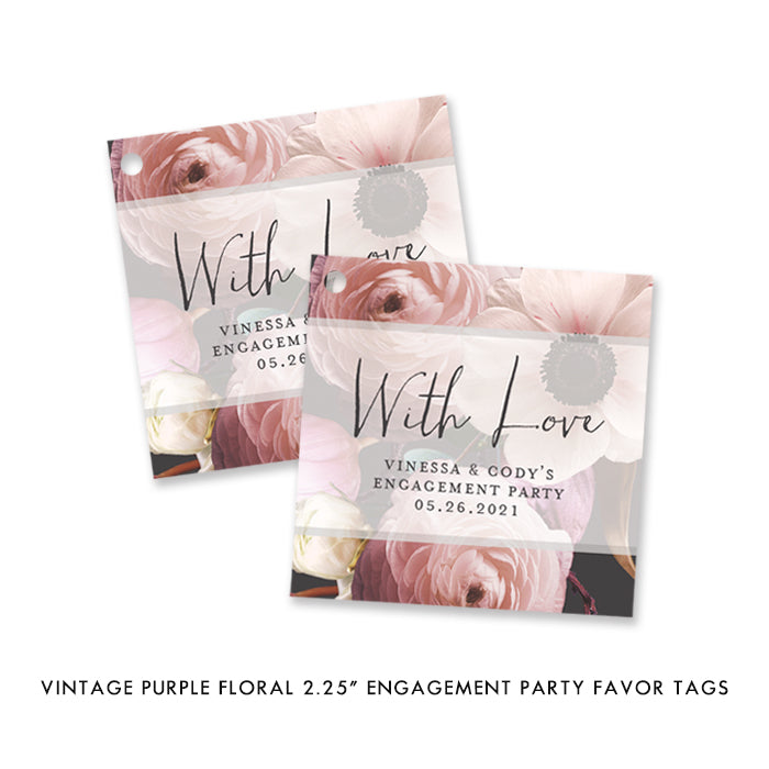 Vintage Purple Floral Engagement Party Invitation Coll. 17