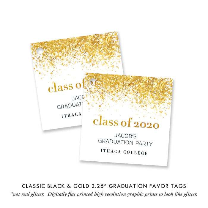 Classic Black & Gold Graduation Favor Tags Coll. 25