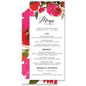Red Roses Bachelorette Party Menu Coll. 1B