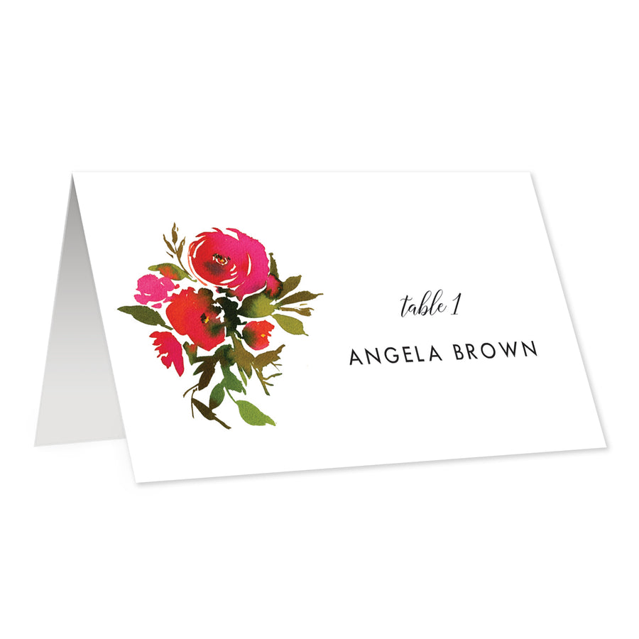Red Roses & Black Stripes Place Cards | Coll. 1B