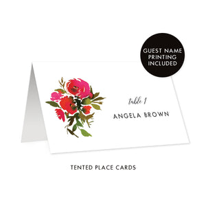 Red Roses & Black Stripes Place Cards | Coll. 1B
