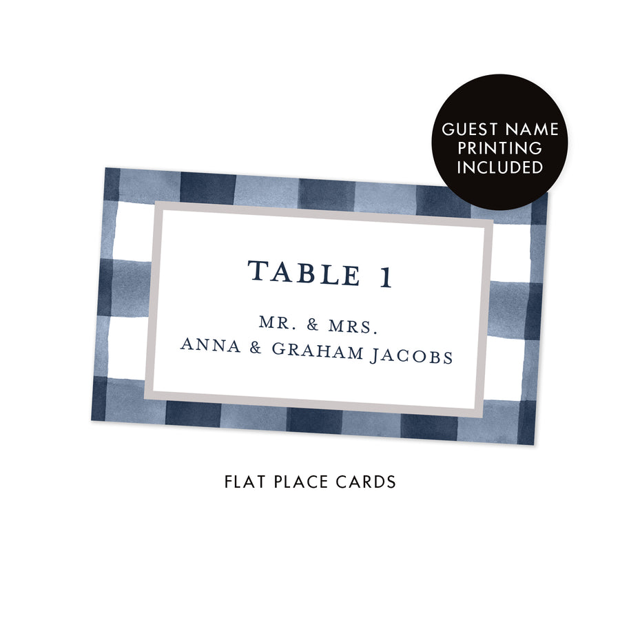 Navy Gingham Place Cards | Coll. 3