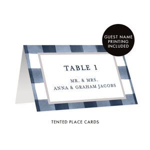 Navy Gingham Place Cards | Coll. 3