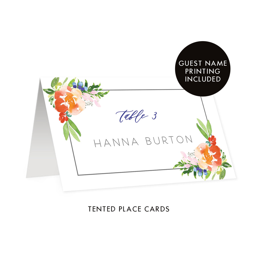 Bright Watercolor Floral Place Cards | Coll. 9