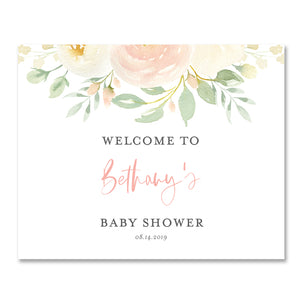 Floral + Greenery Baby Shower Welcome Sign Coll. 2