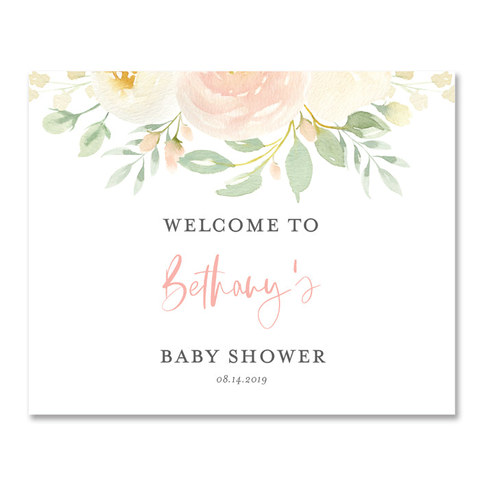 Floral + Greenery Baby Shower Welcome Sign Coll. 2