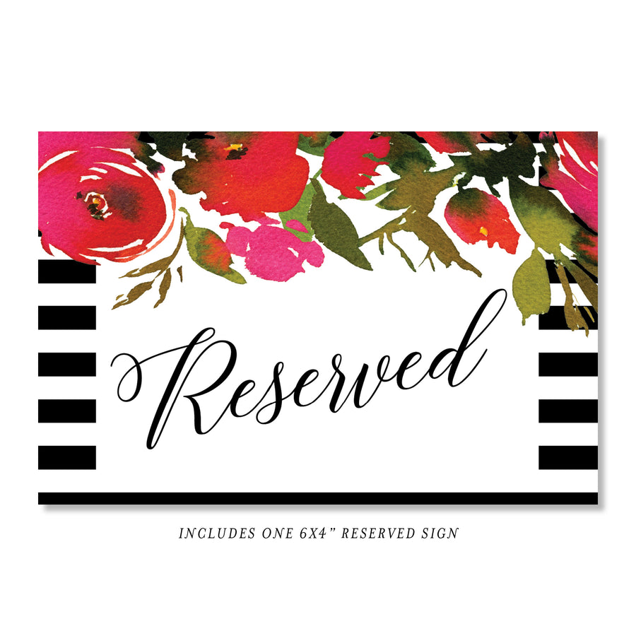 Red Roses & Black Stripes Table Numbers | Coll. 1B