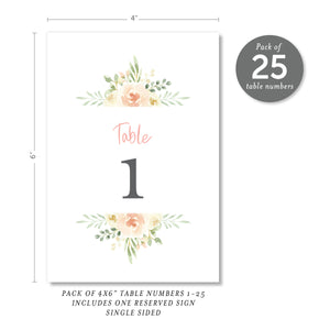 Floral + Greenery Table Numbers | Coll. 2