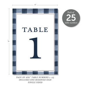 Navy Gingham Table Numbers | Coll. 3