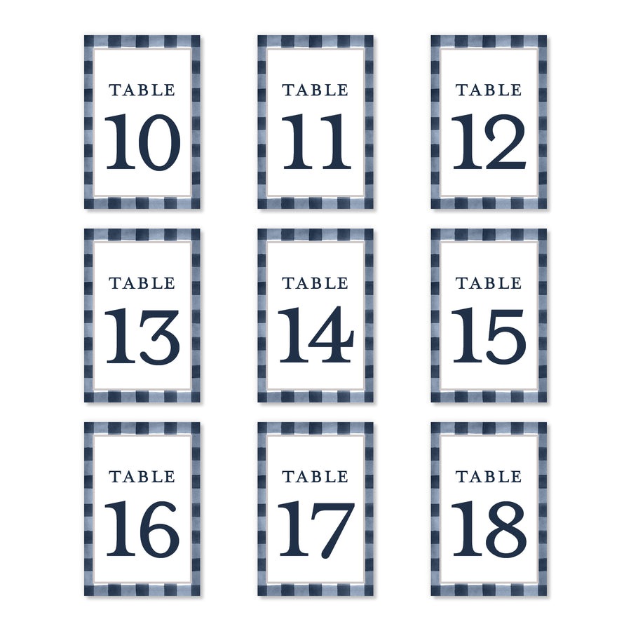 Navy Gingham Table Numbers | Coll. 3