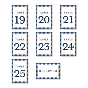 Navy Gingham Table Numbers | Coll. 3