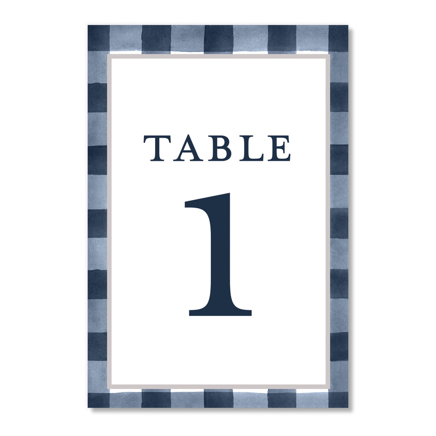Plaid Table Number Cards