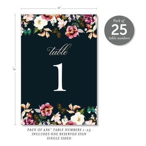Romantic Floral Table Numbers | Coll. 6