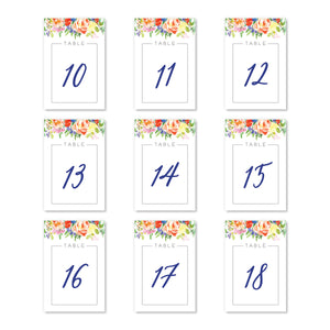 Bright Watercolor Floral Table Numbers | Coll. 9