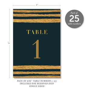 Classic Black & Gold Table Numbers | Coll. 25
