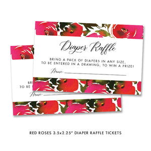 Red Roses & Black Stripes Baby Shower Invitation Coll. 1B