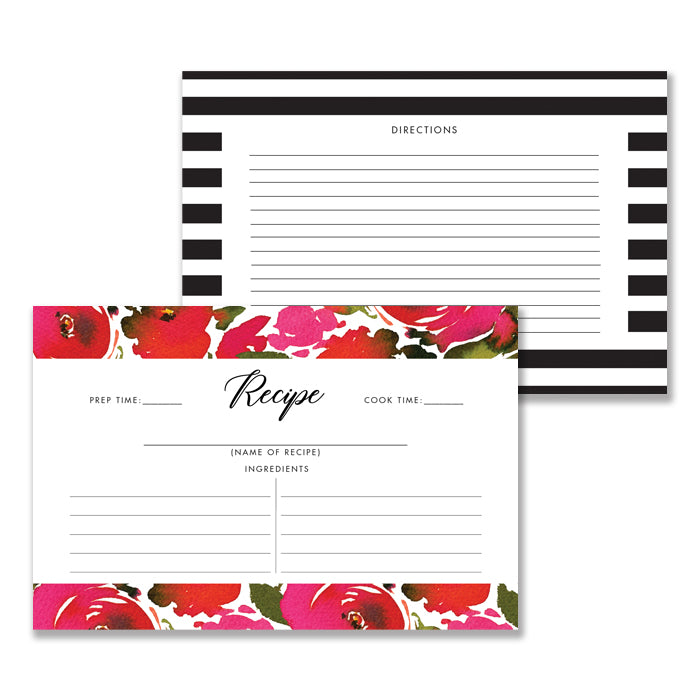 Red Roses & Black Stripes Recipe Cards | Coll. 1B