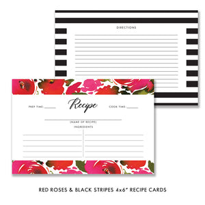 Roses and Black Stripes Bridal Shower Invitations