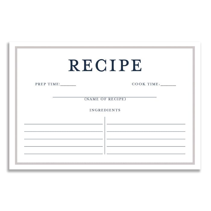 Navy Gingham Recipe Cards | Coll. 3