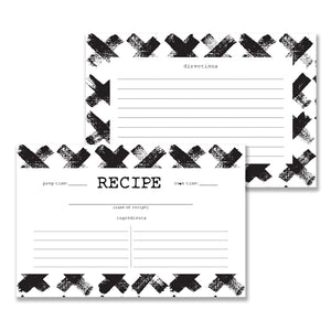 Edgy Black & White Recipe Cards | Coll. 7