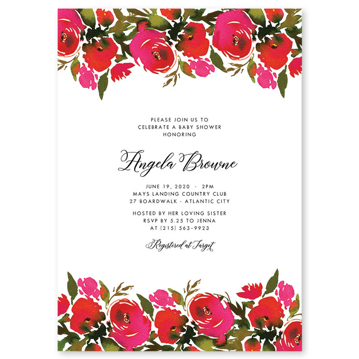 Red Roses Baby Shower Invitation