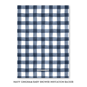Navy Gingham Baby Shower Invitation Coll. 3