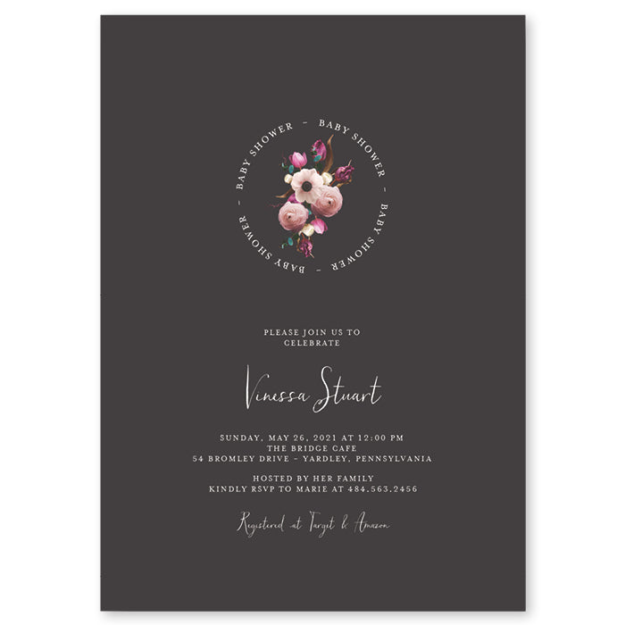 Rustic Floral Baby Shower Invitation