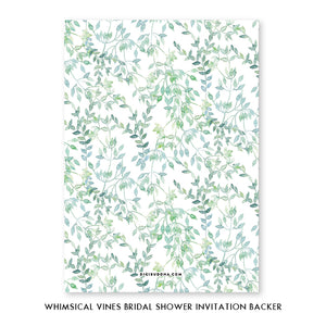 Whimsical greenery bridal shower invitations featuring watercolor vines and foliage, perfect for garden-themed bridal showers