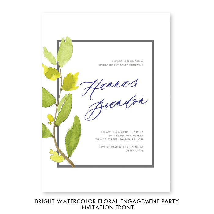 Bright Watercolor Floral Engagement Party Invitation Coll. 9