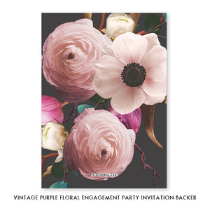 Vintage Purple Floral Engagement Party Invitation Coll. 17
