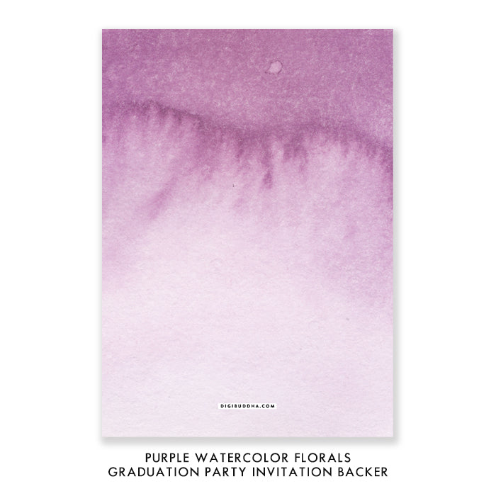Purple Watercolor Florals Graduation Party Invitation Coll. 4