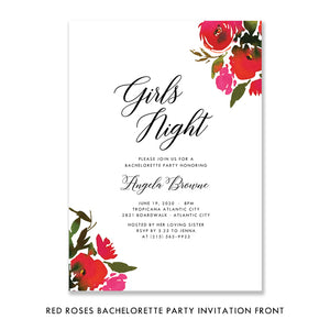 Red Roses & Black Stripes Bachelorette Invitation Coll. 1B