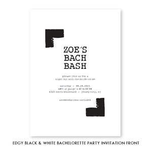 Edgy Black & White Bachelorette Invitation Coll. 7