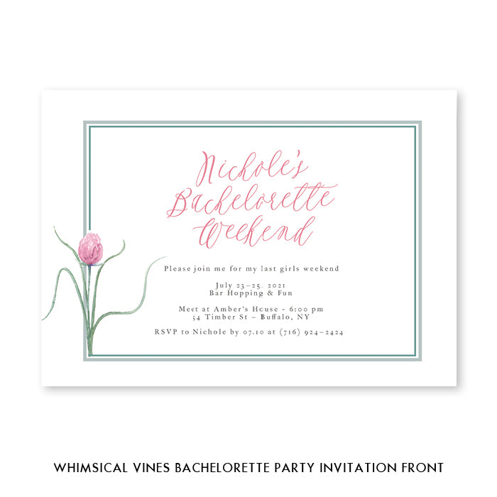 Pink Green Bachelorette Party Invites