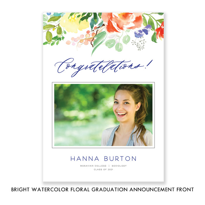 Bright Watercolor Floral Graduation Announcement Coll. 9