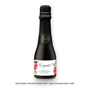 Red Roses Graduation Champagne Labels Coll. 1B