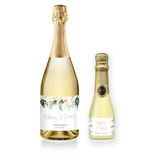 Floral + Greenery Engagement Champagne Labels Coll. 2