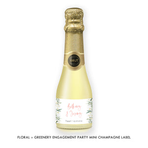 Floral + Greenery Engagement Champagne Labels Coll. 2