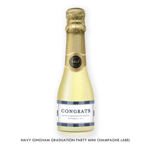 Navy Gingham Graduation Champagne Labels Coll. 3