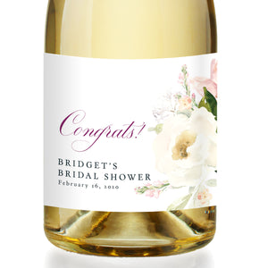Romantic Floral Bridal Shower Champagne Labels Coll. 6