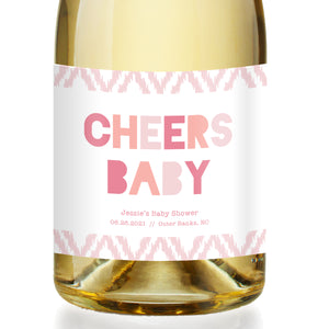 Blush Ikat Baby Shower Champagne Labels Coll. 12